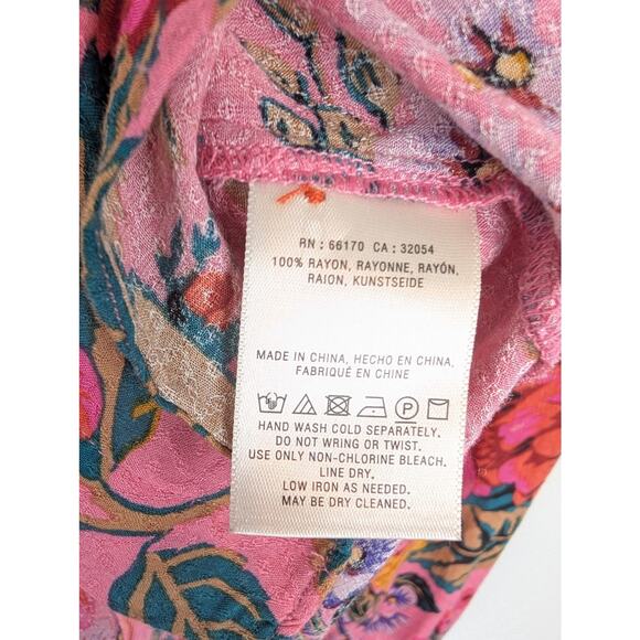 Anthropologie Maeve Top Manifold Button Down Shirt Floral Boho Pink Size 8 - Picture 12 of 15